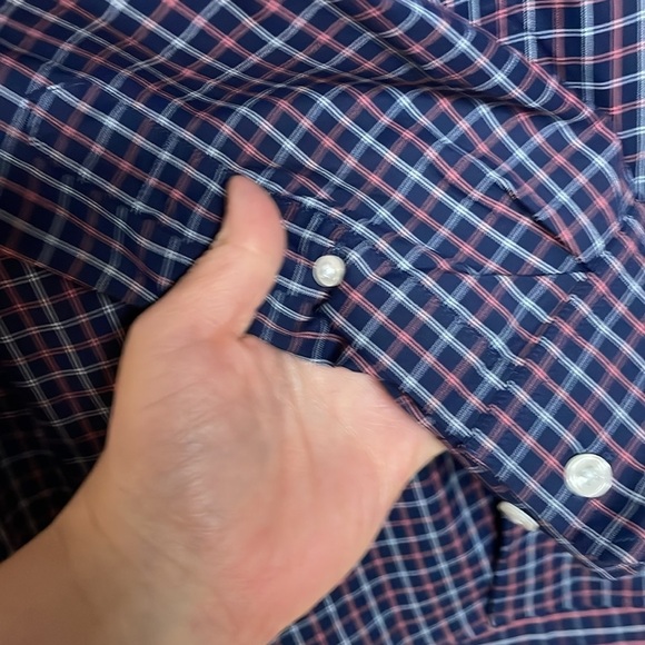 Bonobos Size Small Blue and Pink Checker Slim Fit Long Sleeve Button Down Shirt - Picture 4 of 6